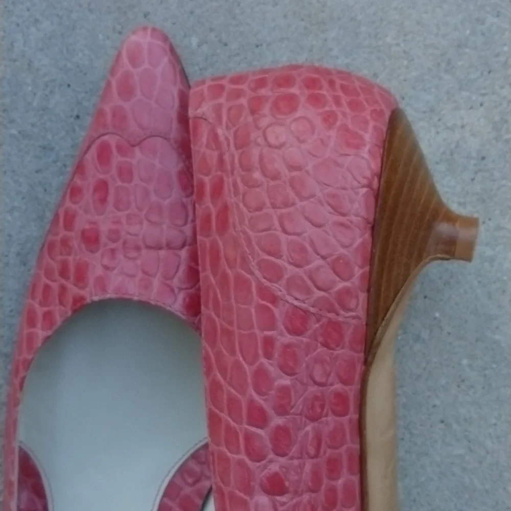 Banana Republic Leather kitten heels, French Pink 🩷 croc, Italy, size 9 - Picture 10 of 11